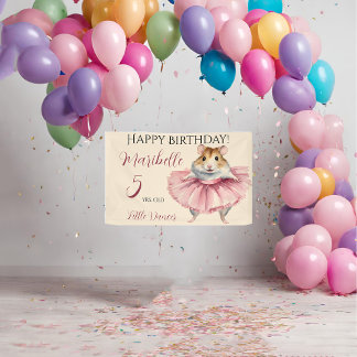 Ballerina Hamster Girls Personalised Birthday Banner