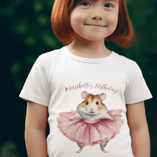 Ballerina Hamster Girls Personalised Birthday  T-Shirt
