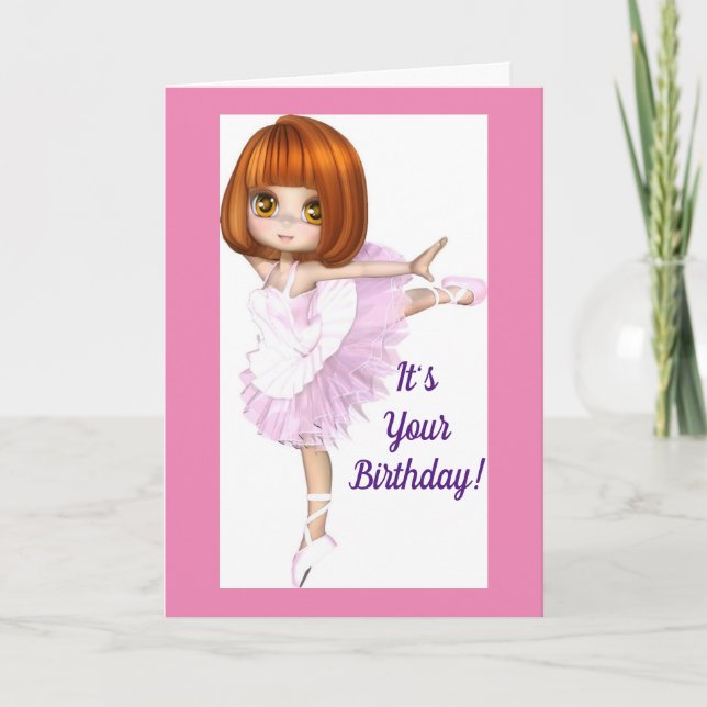 Ballerina Happy Birthday Card (Front)