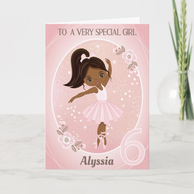 Ballerina Happy Birthday Card | 6 Years Old Girl  (Front)