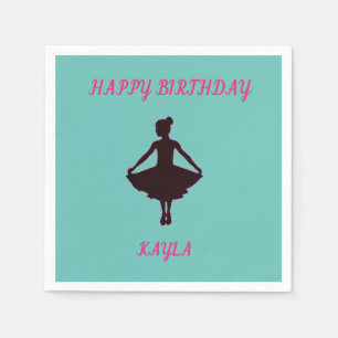 Ballerina happy birthday napkins with name.