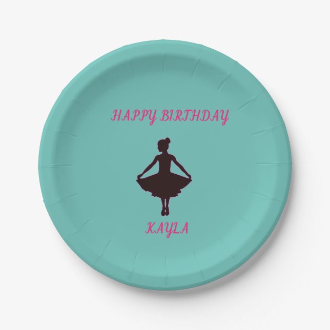 Ballerina Happy Birthday Party Paper Plate (Front)