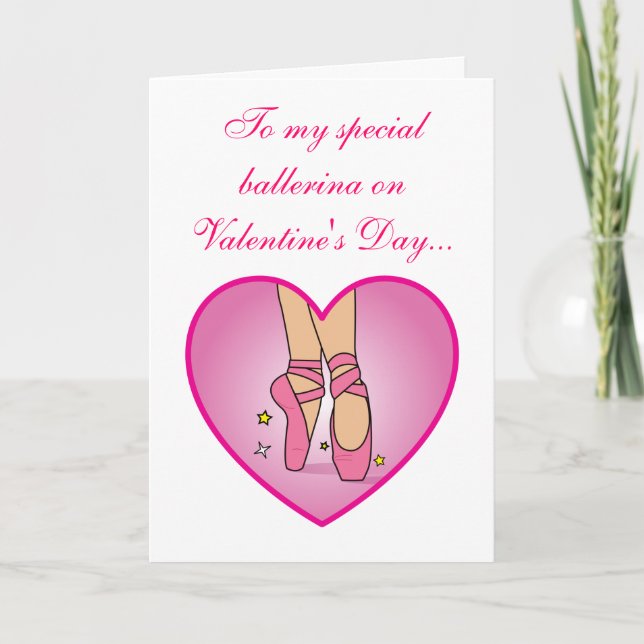 Ballerina Heart Valentine Holiday Card (Front)