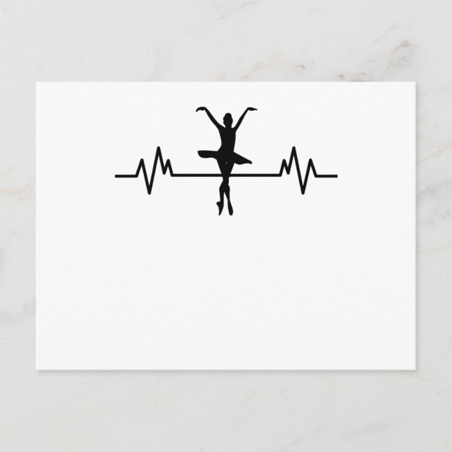 Ballerina Heartbeat Design Fun Classic Ballet Gift Postcard (Front)
