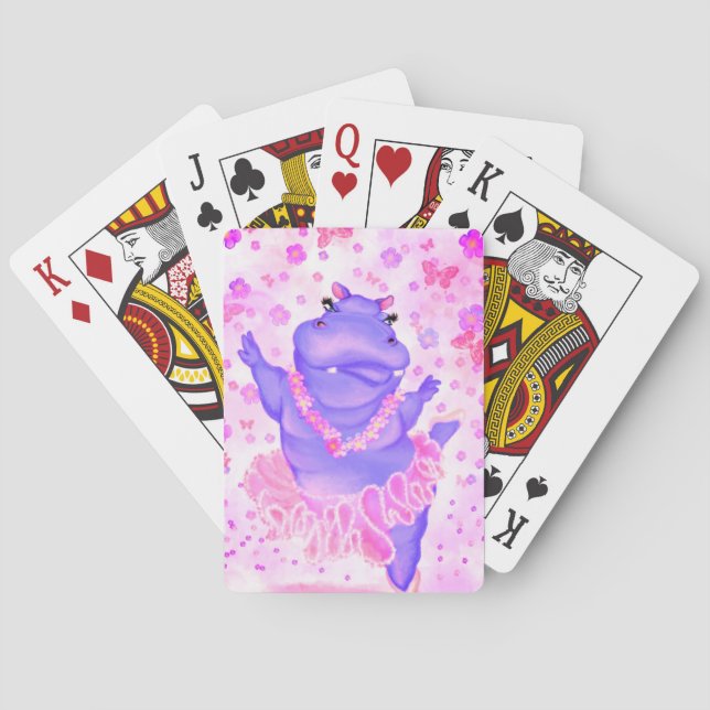 Ballerina Hippo Ballet Dancer Playing Cards Gift (Back)