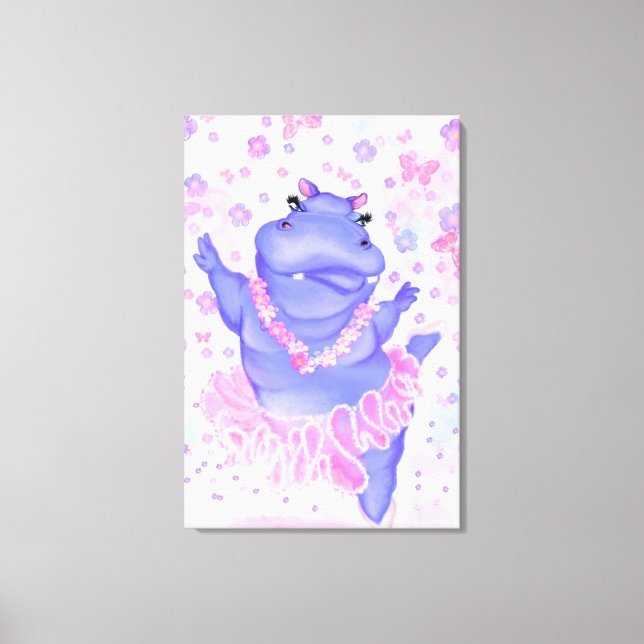 Ballerina Hippo Canvas Print Ballet Dancer (Front)