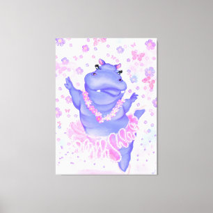 Ballerina Hippo Canvas Print Ballet Dancer