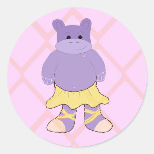 Ballerina Hippo Classic Round Sticker