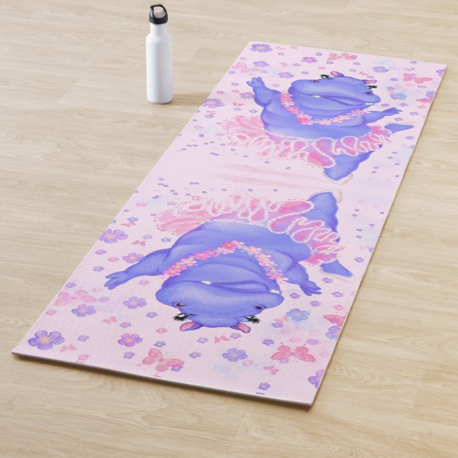 Ballerina Hippo Funny Yoga Mat Happy Ballet Dancer (In Situ)