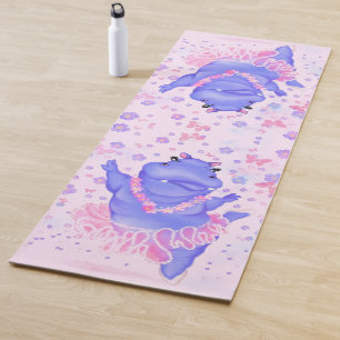 Ballerina Hippo Funny Yoga Mat Happy Ballet Dancer