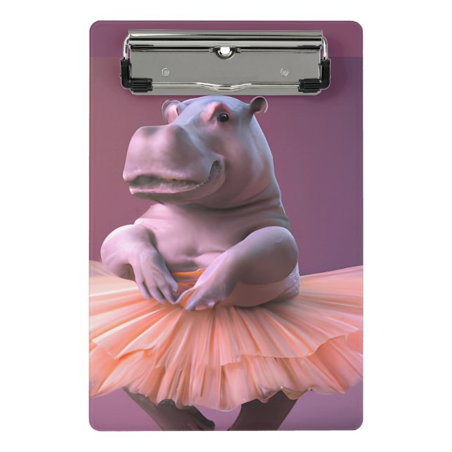 Ballerina Hippo Mini Clipboard (Front)