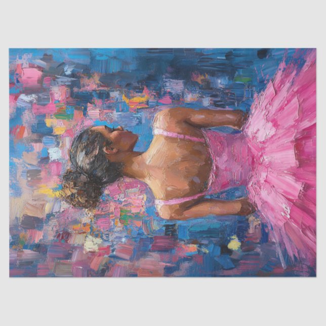 Ballerina in a Hot Pink Tutu Painting Decoupage Tissue Paper (Front)