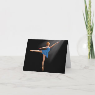 Ballerina in Arabesque Position on Black Note Card