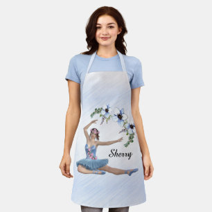 Ballerina in Blue Personal Name Apron