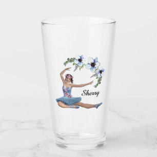 Ballerina in Blue Personal Name Glass