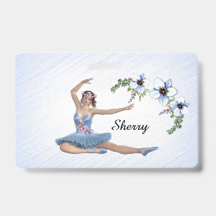 Ballerina in Blue Personal Name ID Badge