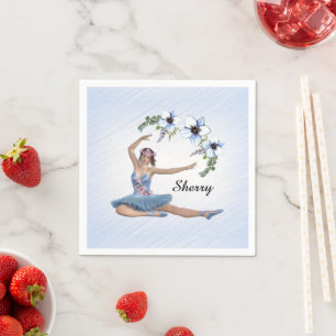 Ballerina in Blue Personal Name Napkin