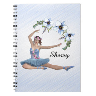 Ballerina in Blue Personal Name Notebook