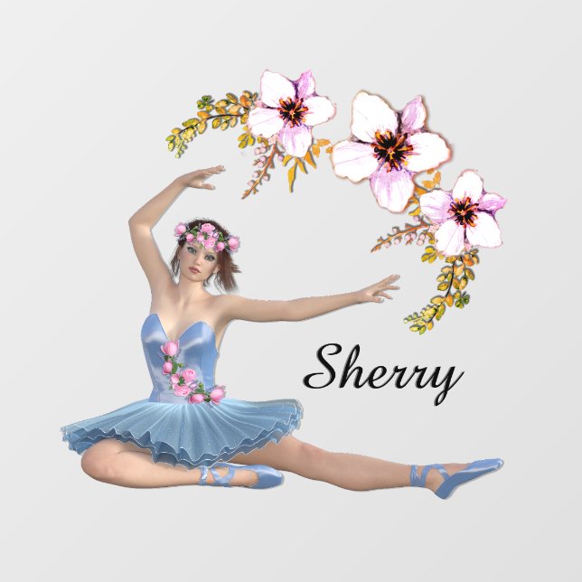 Ballerina in Blue Personal Name Pink (Sheet)