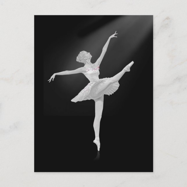 Ballerina in Silver and Black Customisable Postcard (Front)
