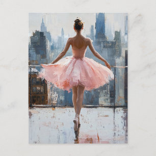 Ballerina in the City Impressionist Postcard