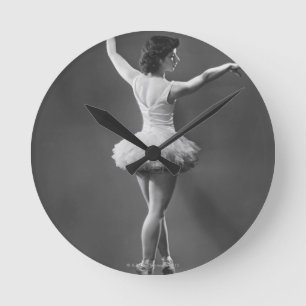 Ballerina in Tutu Round Clock