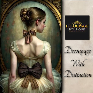 Ballerina in Vintage Cream & Brown Bows Decoupage Tissue Paper