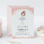 Ballerina in White Dress Floral Birthday Invitation<br><div class="desc">Dance and twirl for the birthday girl! Invite family and friends to your child's birthday with this elegant and whimsical birthday invitation. It features watercolor illustrations of a brunette girl ballerina in a white dress with blush pink and gold flowers. Personalise by adding the celebrant's name and birthday details. Customise...</div>