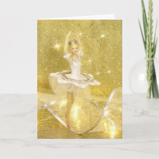 Ballerina in white (Vertical) Holiday Card (Front)