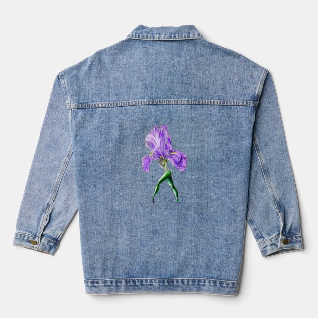 Ballerina Iris Flower Ballet Dancer Denim Jacket (Back)