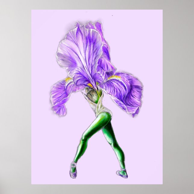 Ballerina Iris Flower Ballet Dancer Poster (Front)