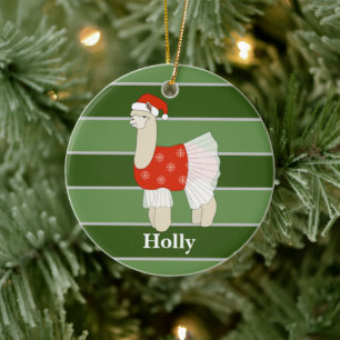 Ballerina Llama Christmas Special Ceramic Tree Decoration