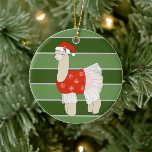Ballerina Llama Snowflakes Christmas Special Ceramic Tree Decoration