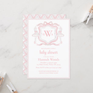 Ballerina Monogram Grandmillennial Baby Shower Invitation