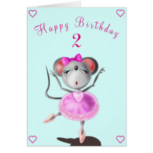 Ballerina Mouse Birthday Cards - Customisable
