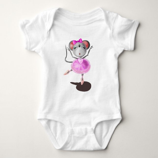 Ballerina Mouse Funny Baby Bodysuit (Front)