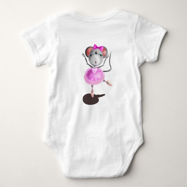 Ballerina Mouse Funny Baby Bodysuit Ballet Dancer (Back)