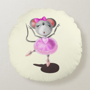 Ballerina Mouse Round Pillow