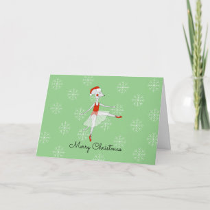Ballerina Mouse Snowflakes Christmas Holiday Card