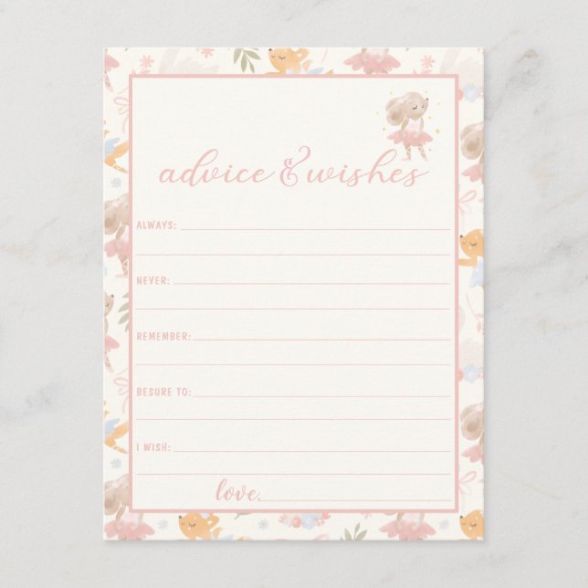 Ballerina Mouse Tutu Excited advice and wishes Enclosure Card (Front)