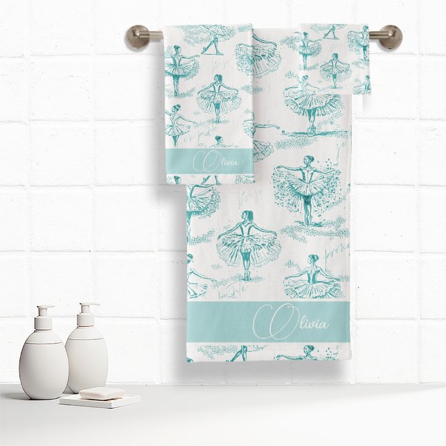 Ballerina Moves Pattern Teal ID738 Bath Towel Set (Creator Uploaded)