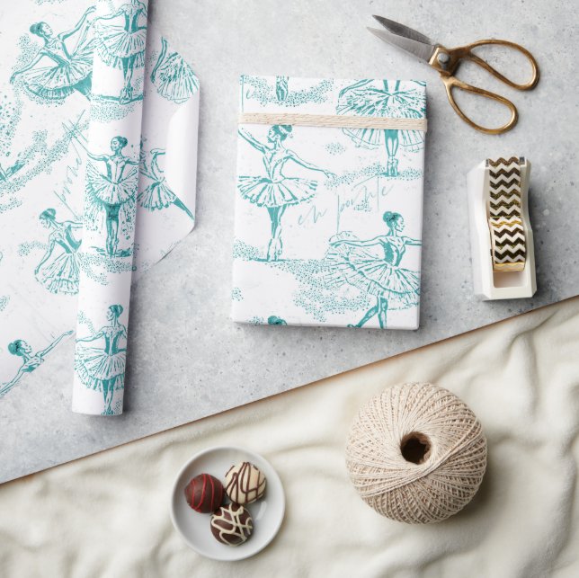 Ballerina Moves Pattern Teal ID738 Wrapping Paper (Crafts)