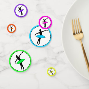 Ballerina Neon Ballet Dancer Silhouette Aqua Blue Confetti