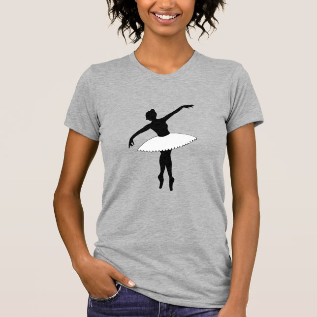 Ballerina Neon Ballet Dancer Silhouette White T-Shirt (Front)