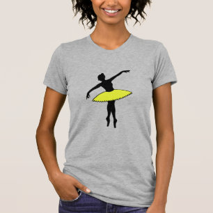 Ballerina Neon Ballet Dancer Silhouette Yellow T-Shirt