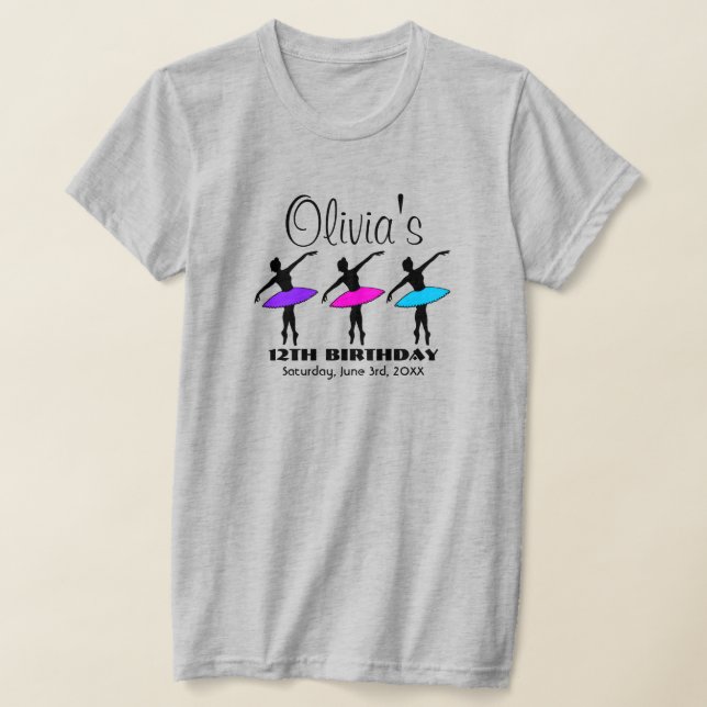 Ballerina Neon Ballet Dancers Dance Birthday Party T-Shirt (Laydown)