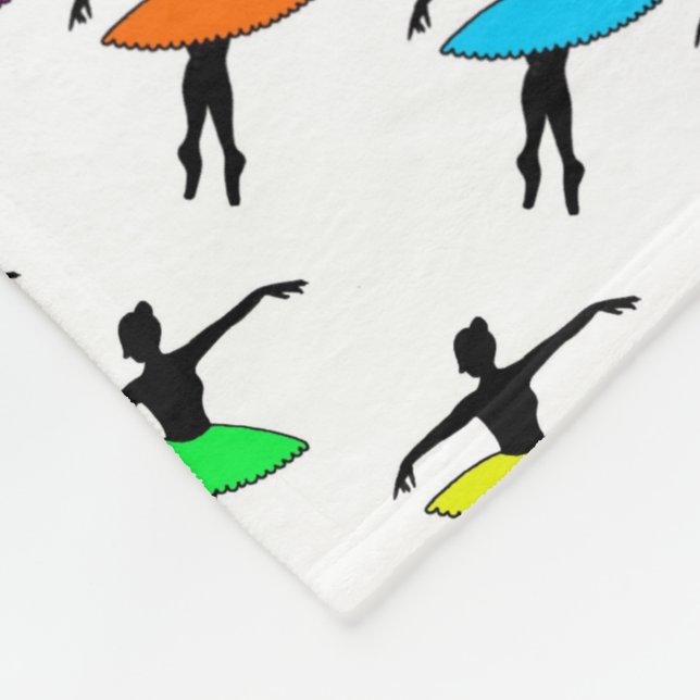 Ballerina Neon Tutus Silhouette Ballet Dancers Fleece Blanket (Corner)