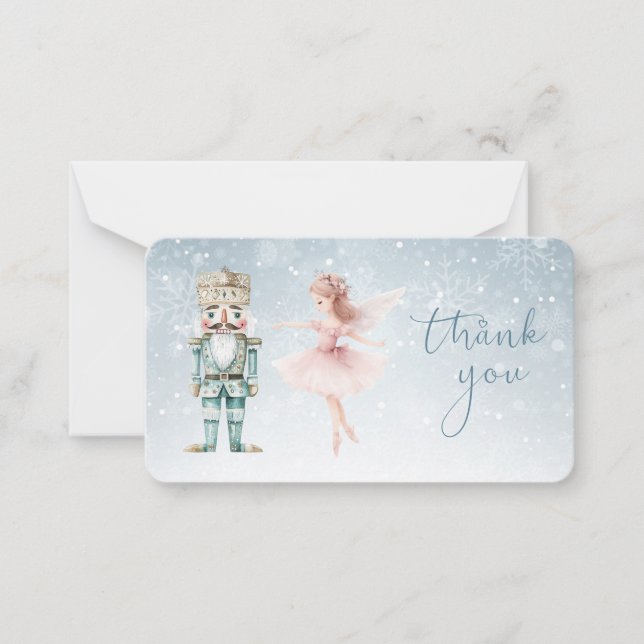 Ballerina & Nutcracker Christmas Thank You Card (Front)