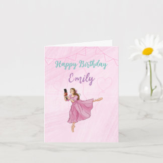 Ballerina Nutcracker - Custom Name Birthday Card