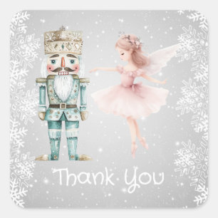 Ballerina & Nutcracker, snowflakes Christmas  Square Sticker